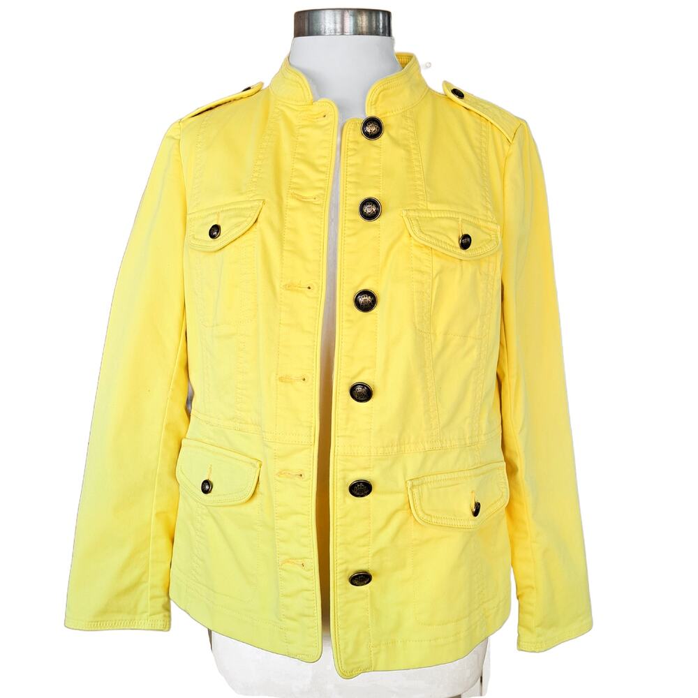 Talbots Piped Utility Jacket Size 8 Lemon Yellow … - image 5